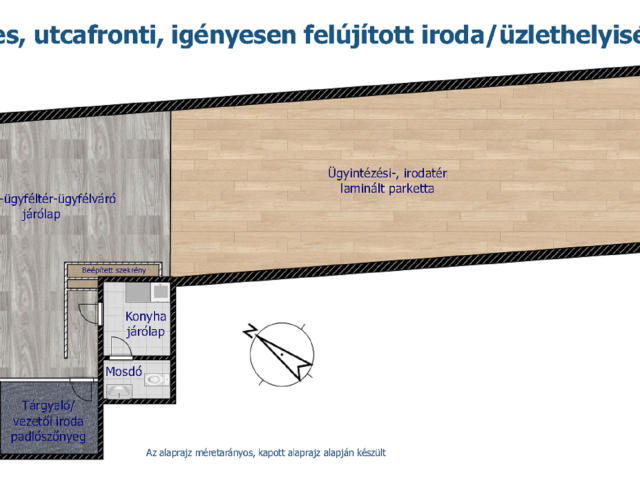 Igényesen felújított, utcai bejáratú, 178 m2-es iroda eladó