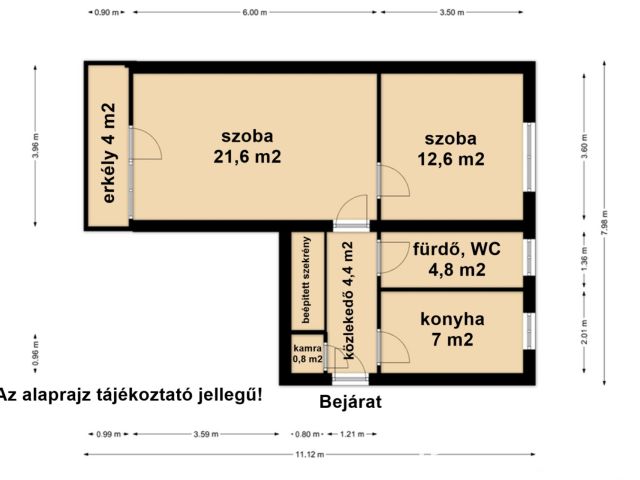 Kétszobás, erkélyes, 3 emeleti, tégla lakás eladó!